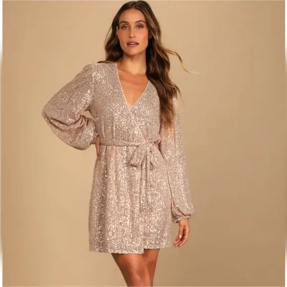 gold long sleeve wrap dress Antique Long Sleeve Maxi Dress